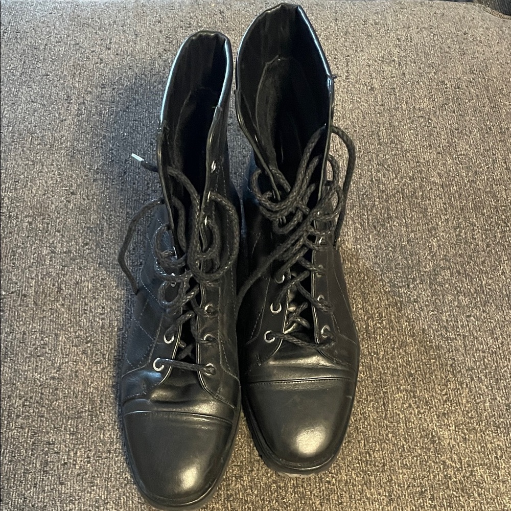 Classic Black Lace-Up Ankle Boots